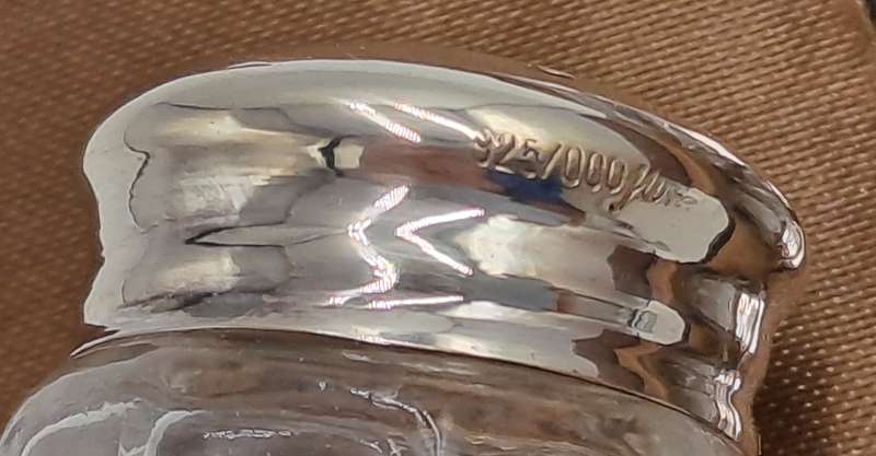 6 Unused Salt Shakers with .925 Sterling Silver Caps Boxed Harald A.Gemp Juwelers Hamburg