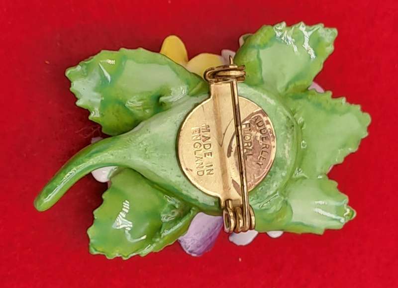 Vintage 1960's Royal Adderley Floral Porcelain Brooch made in England