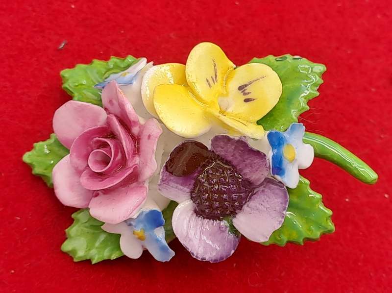 Vintage 1960's Royal Adderley Floral Porcelain Brooch made in England