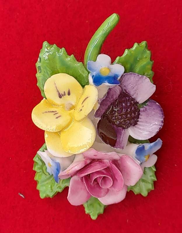 Vintage 1960's Royal Adderley Floral Porcelain Brooch made in England