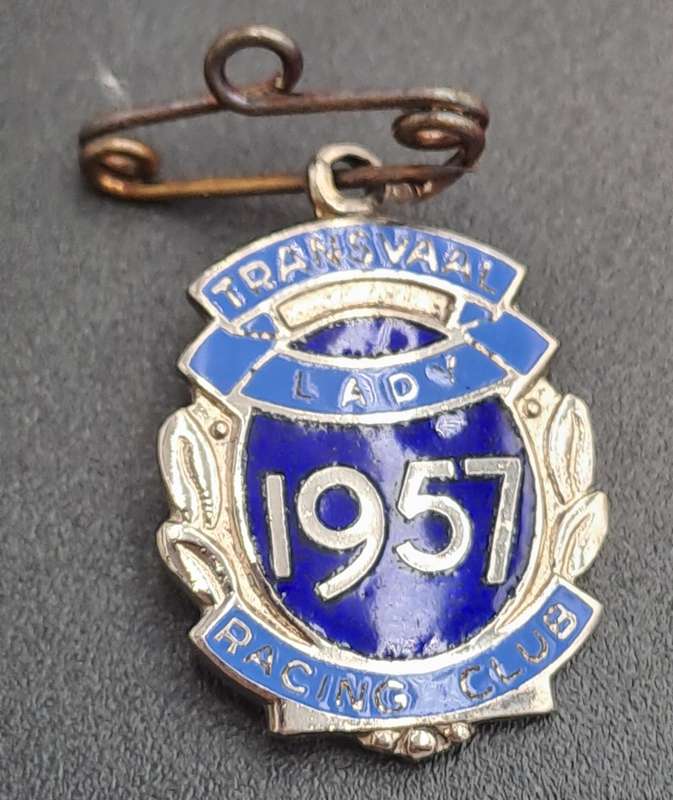 Rare!! 1957 Transvaal Racing Club LADY (HORSE RACING)-Enamel Badge- No 132