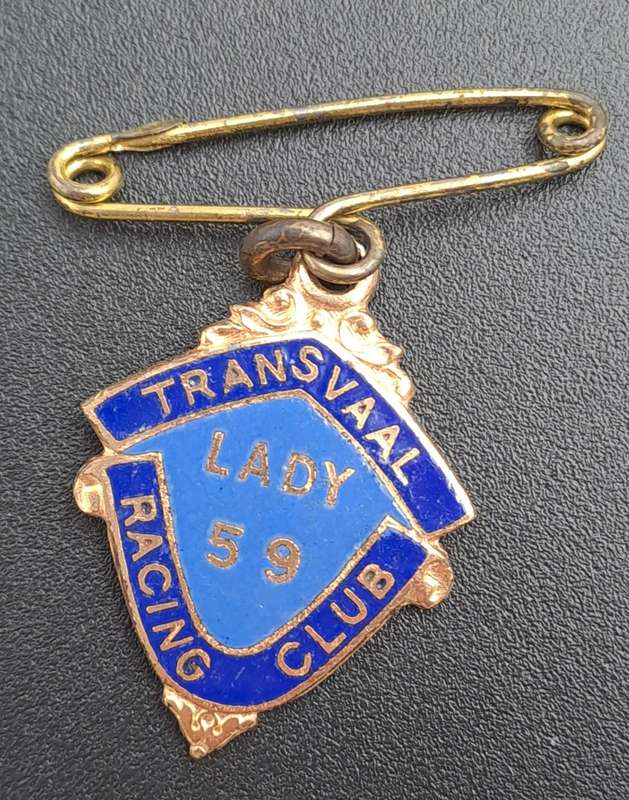 Rare!! 1959 Transvaal Racing Club LADY (HORSE RACING)-Enamel Badge- No 47