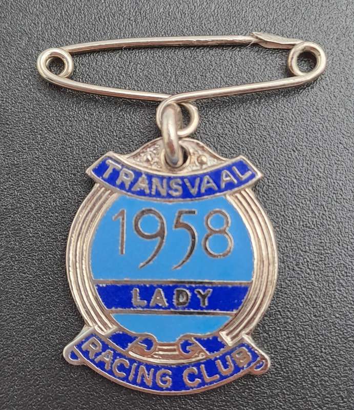 Rare!! 1958 Transvaal Racing Club LADY (HORSE RACING)-Enamel Badge- No 206