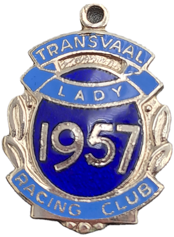 Rare!! 1957 Transvaal Racing Club LADY(HORSE RACING)-Enamel Badge- No 131