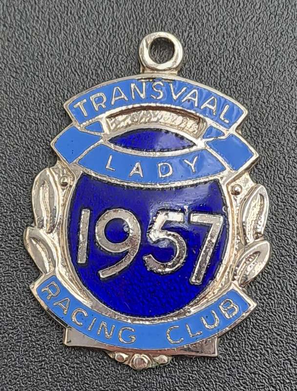 Rare!! 1957 Transvaal Racing Club LADY(HORSE RACING)-Enamel Badge- No 131