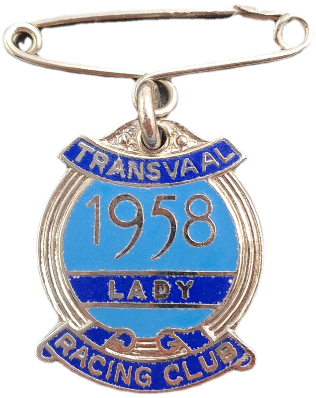 Rare!! 1958 Transvaal Racing Club LADY (HORSE RACING)-Enamel Badge- No 206