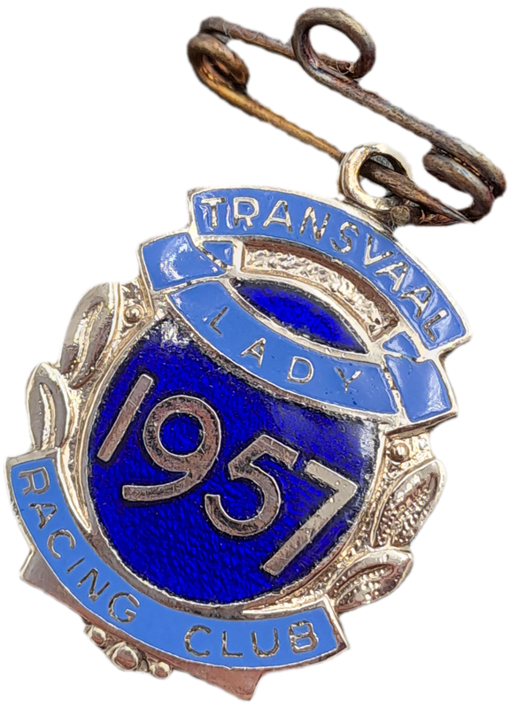 Rare!! 1957 Transvaal Racing Club LADY (HORSE RACING)-Enamel Badge- No 132