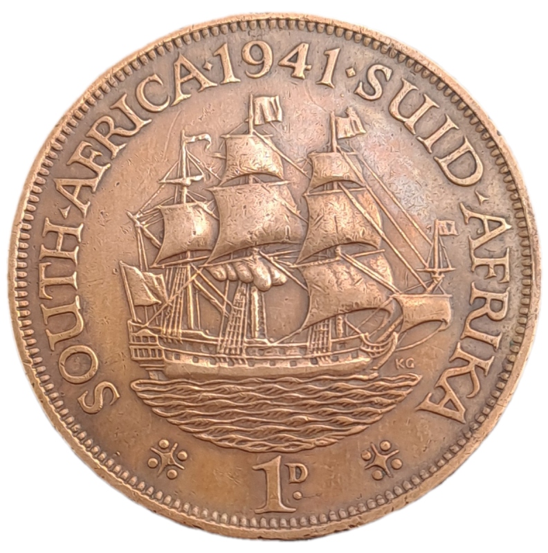 1941- South Africa  1 Penny - George VI Rex Imperator