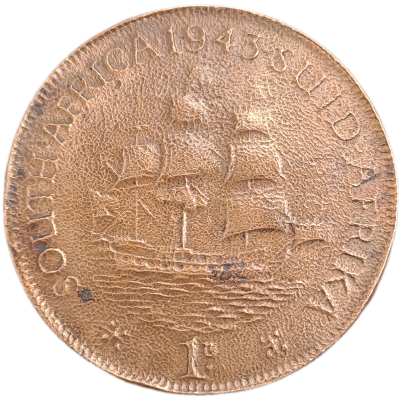 1943 South Africa 1 Penny - George VI Rex Imperator