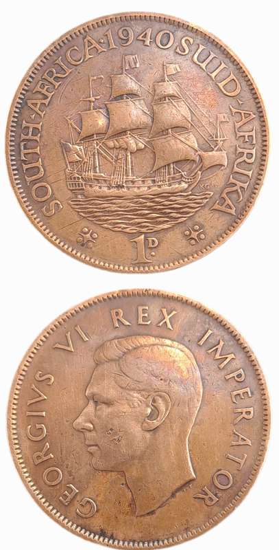 1940- South Africa  1 Penny - George VI Rex Imperator