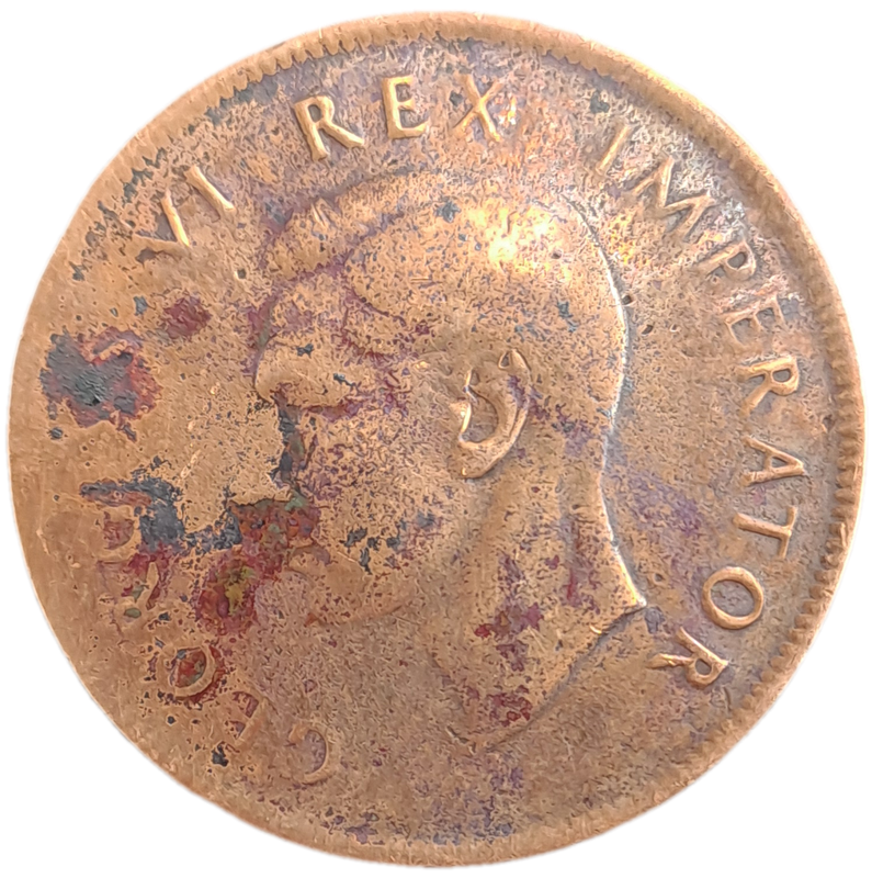 1943 South Africa 1 Penny - George VI Rex Imperator
