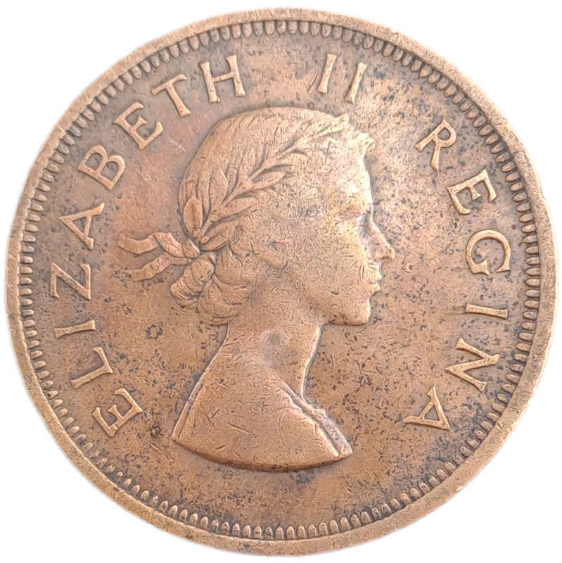 1956-  South Africa  1 Penny - Elizabeth II 1st portrait
