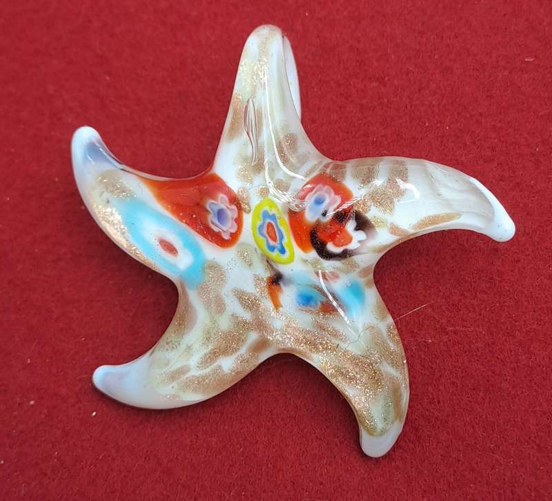 Murano Glass Starfish Shape Pendant- 6cm x 6cm