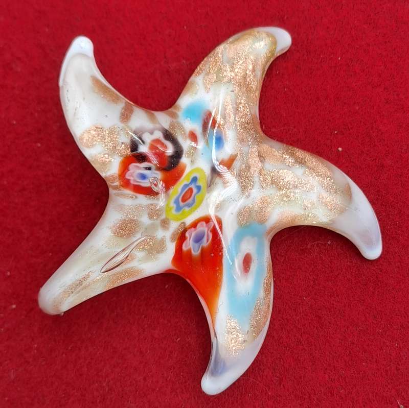Murano Glass Starfish Shape Pendant- 6cm x 6cm