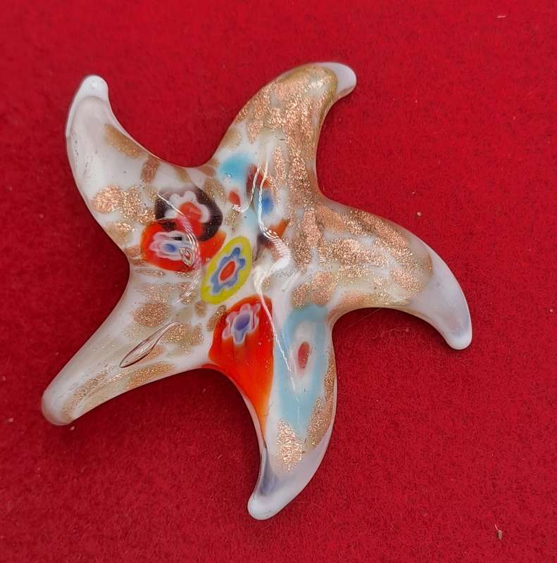 Murano Glass Starfish Shape Pendant- 6cm x 6cm