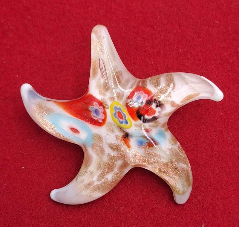 Murano Glass Starfish Shape Pendant- 6cm x 6cm