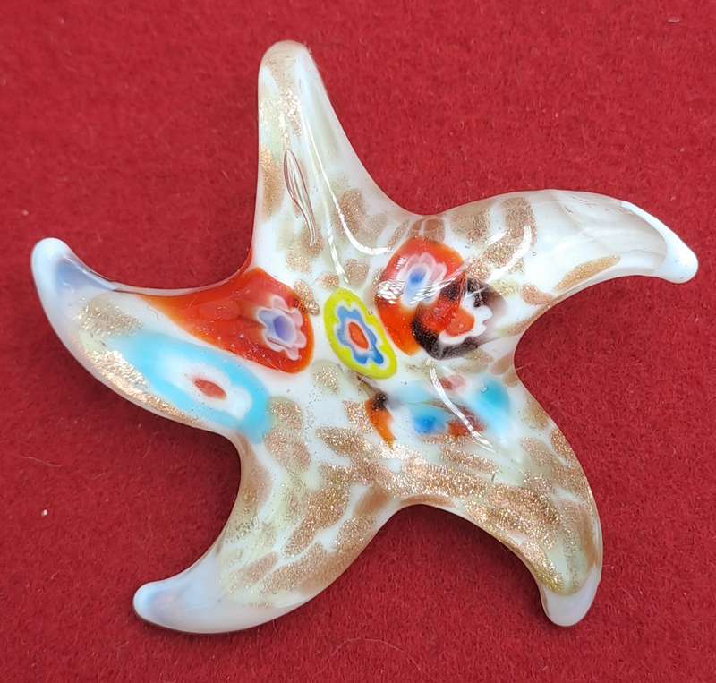 Murano Glass Starfish Shape Pendant- 6cm x 6cm