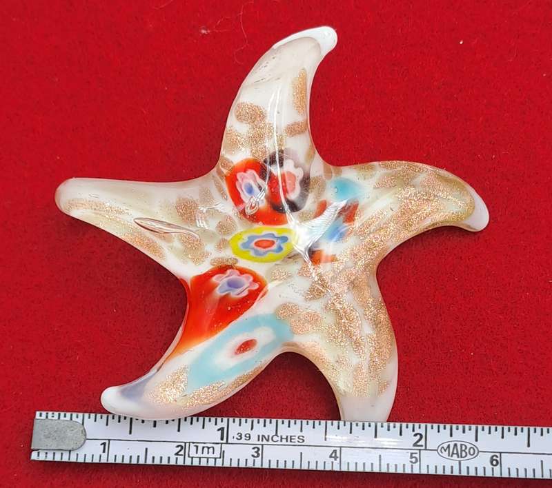 Murano Glass Starfish Shape Pendant- 6cm x 6cm