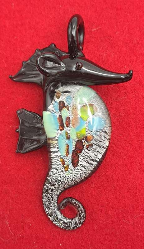 Murano Art Glass Seahorse Pendant 7cm x 4cm