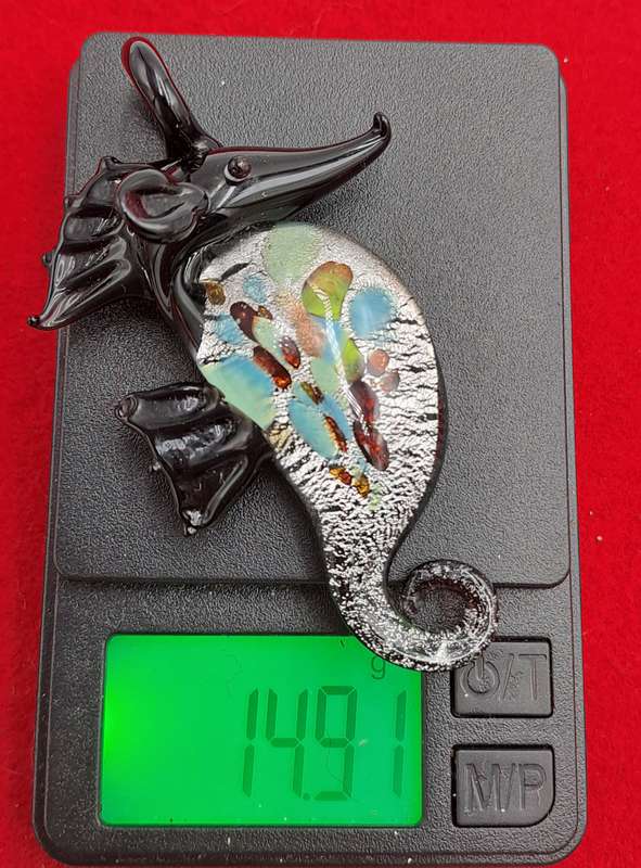 Murano Art Glass Seahorse Pendant 7cm x 4cm
