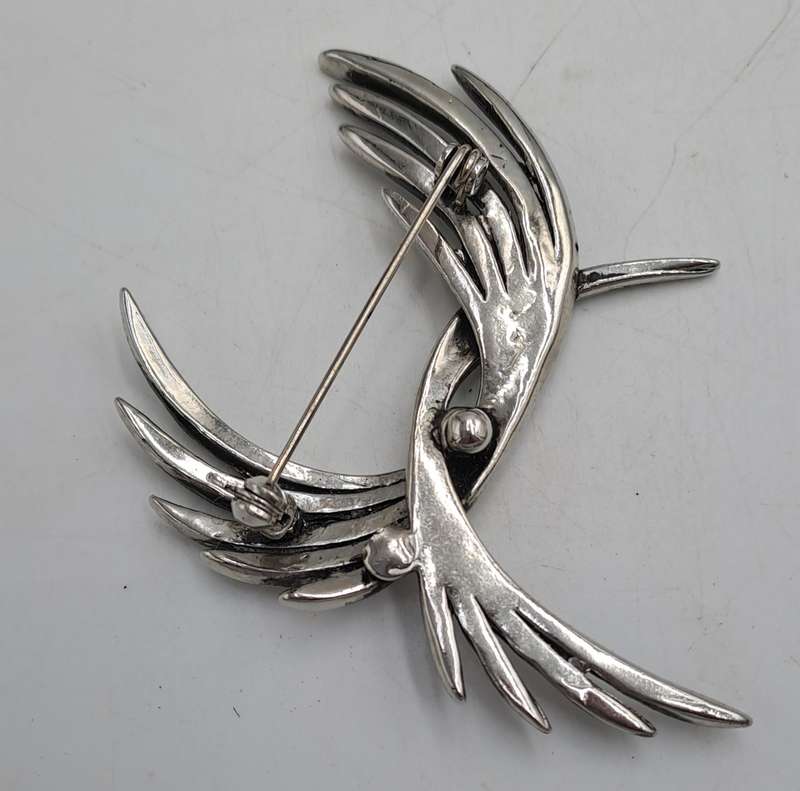 Vintage Marcasite Brooch -White Metal 5,5cm x 6,8cm