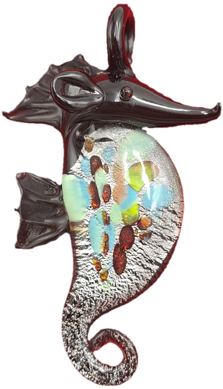 Murano Art Glass Seahorse Pendant 7cm x 4cm