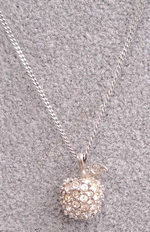 Pre-owned Swarovski Glitter Apple Necklace in Box
