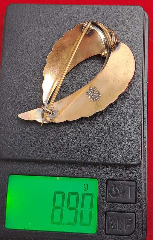 Vintage Albert Scharning Norway Sterling Silver White Enamel Pin Brooch