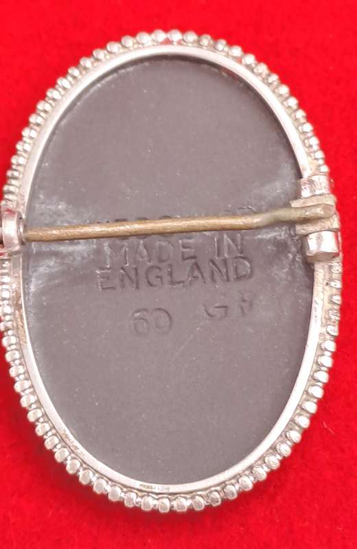 Vintage Black Wedgwood Classical Dancing Maiden Motif Brooch With Sterling Silver Frame