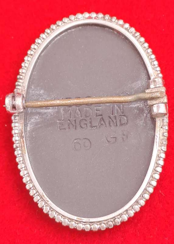 Vintage Black Wedgwood Classical Dancing Maiden Motif Brooch With Sterling Silver Frame