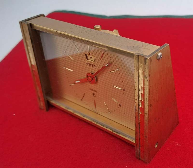 Vintage Jaeger Swiss Recital 8 travel Alarm Clock Art Deco Copper Tone-Working