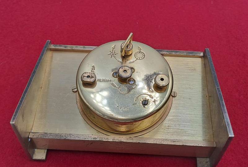 Vintage Jaeger Swiss Recital 8 travel Alarm Clock Art Deco Copper Tone-Working