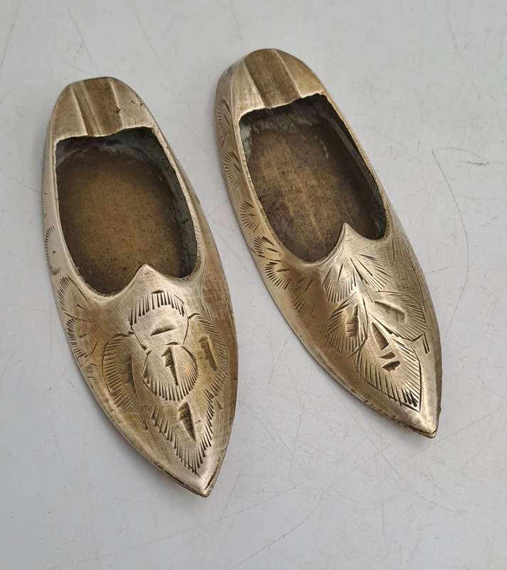 Pair of Vintage Brass shoe Ashtrays