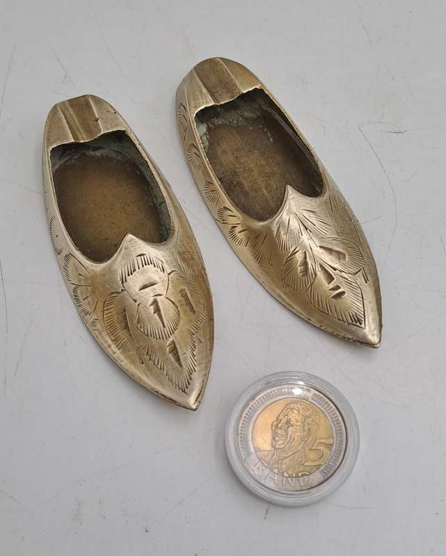 Pair of Vintage Brass shoe Ashtrays