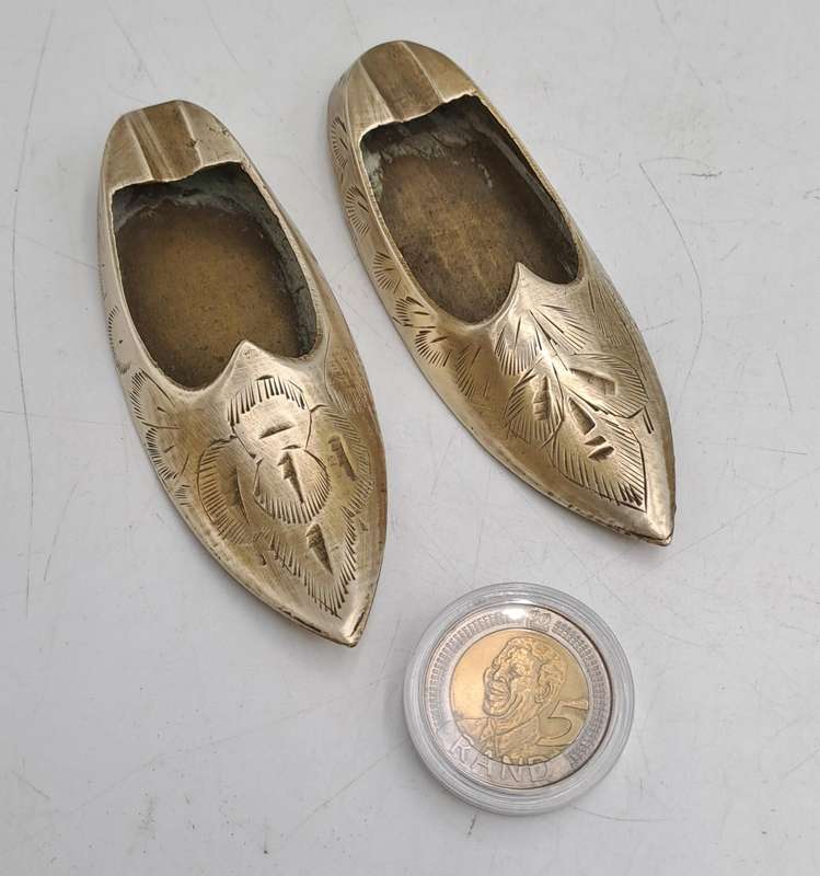 Pair of Vintage Brass shoe Ashtrays