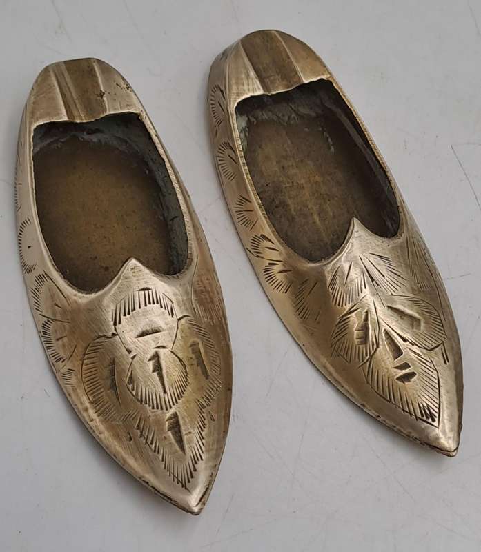 Pair of Vintage Brass shoe Ashtrays