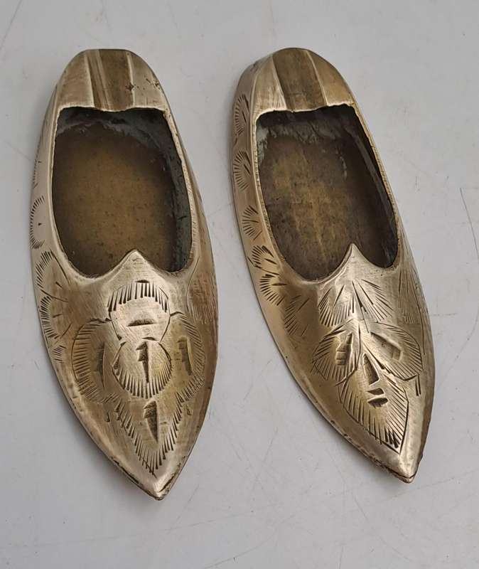 Pair of Vintage Brass shoe Ashtrays