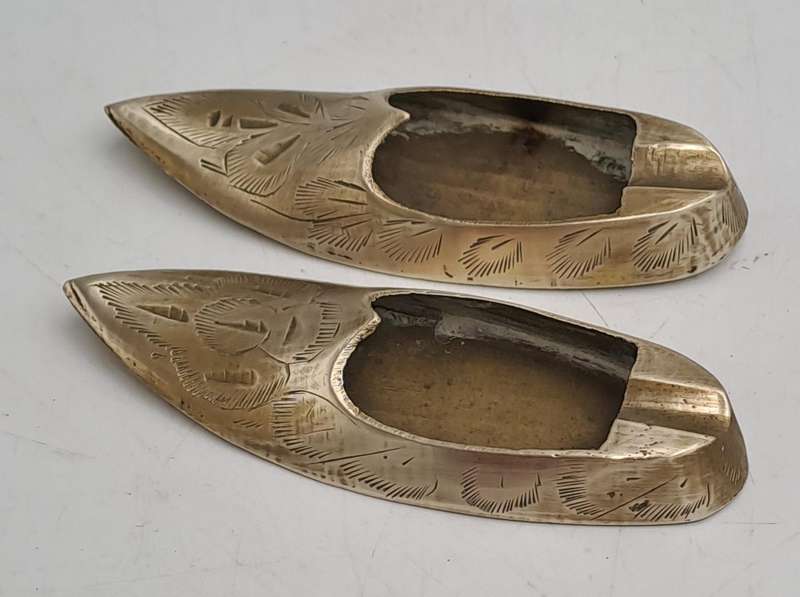 Pair of Vintage Brass shoe Ashtrays