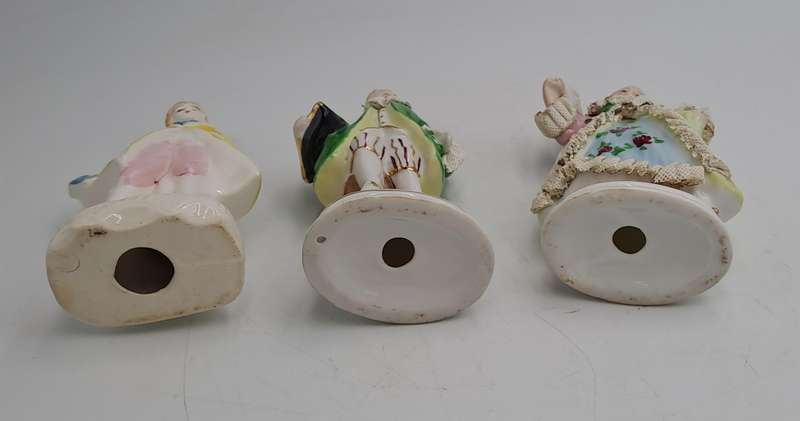 3 Vintage Porcelain Figurines possible made in Occupied Japan(one repaired)