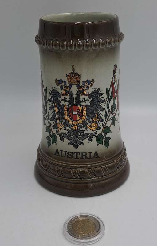 Vintage Original King Brand Beer Stein Austria Handmade And Hand painted