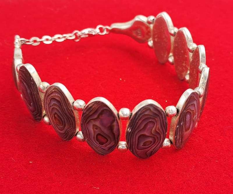 Vintage Abalone Shell Stone Silver Handmade Cluster bracelet