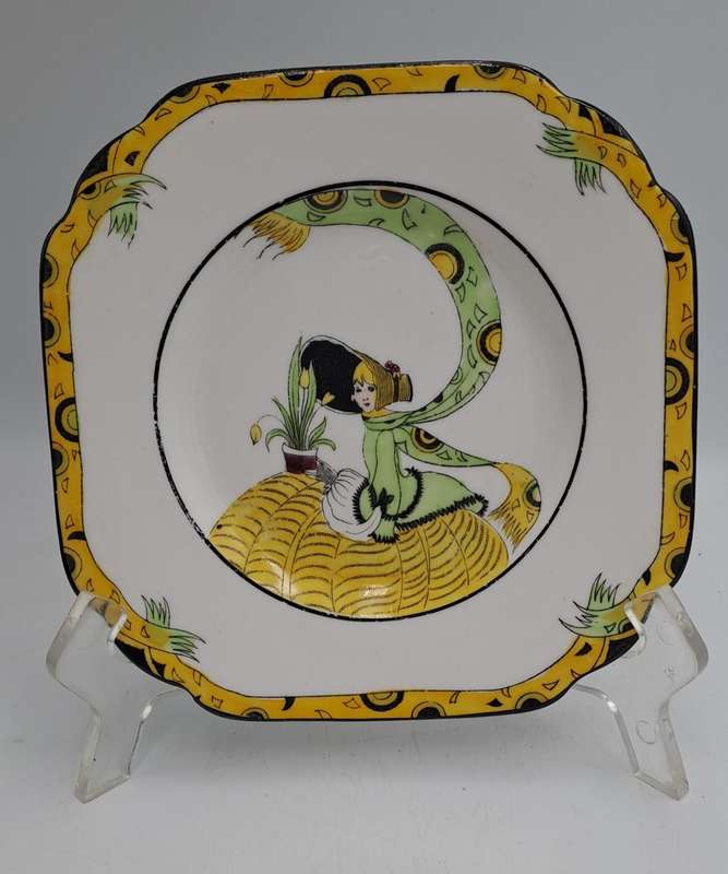 Antique 1920's Art Deco Melba Bone China Dolly Varden Tea Cake /Snack Plate ( 5 Available)
