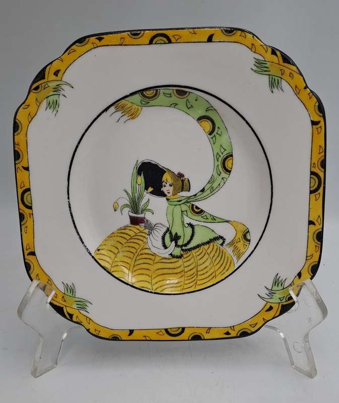 Antique 1920's Art Deco Melba Bone China Dolly Varden Tea Cake /Snack Plate ( 5 Available)