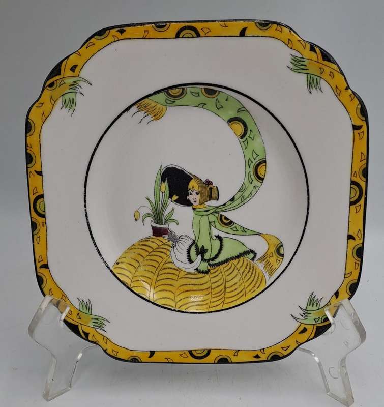 Antique 1920's Art Deco Melba Bone China Dolly Varden Tea Cake /Snack Plate ( 5 Available)