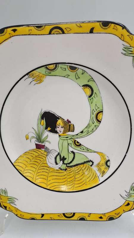 Antique 1920's Art Deco Melba Bone China Dolly Varden Tea Cake /Snack Plate ( 5 Available)