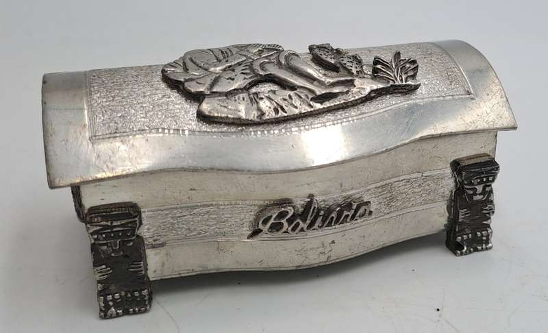Small BOLIVIA Pewter Trinket Box 7cm x 4cm x 3,5cm