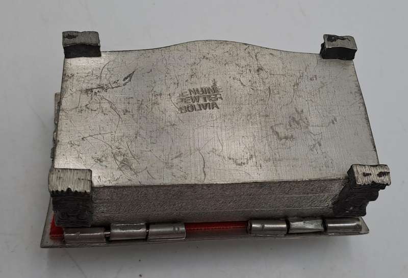 Small BOLIVIA Pewter Trinket Box 7cm x 4cm x 3,5cm