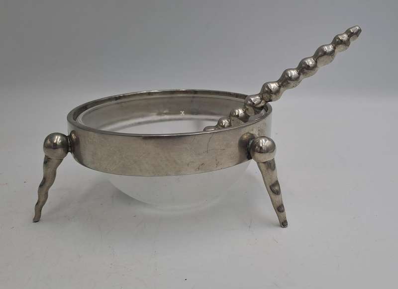 Stainless Steel Jam Pot with Glass tray with Spoon
