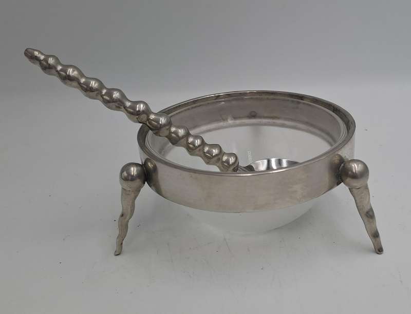 Stainless Steel Jam Pot with Glass tray with Spoon