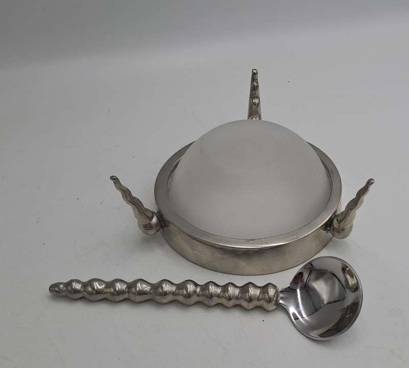 Stainless Steel Jam Pot with Glass tray with Spoon